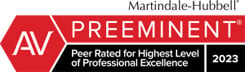 AV Preeminent | Peer Rated for Highest Level of Professional Excellence | 2023 | Martindale-Hubbell